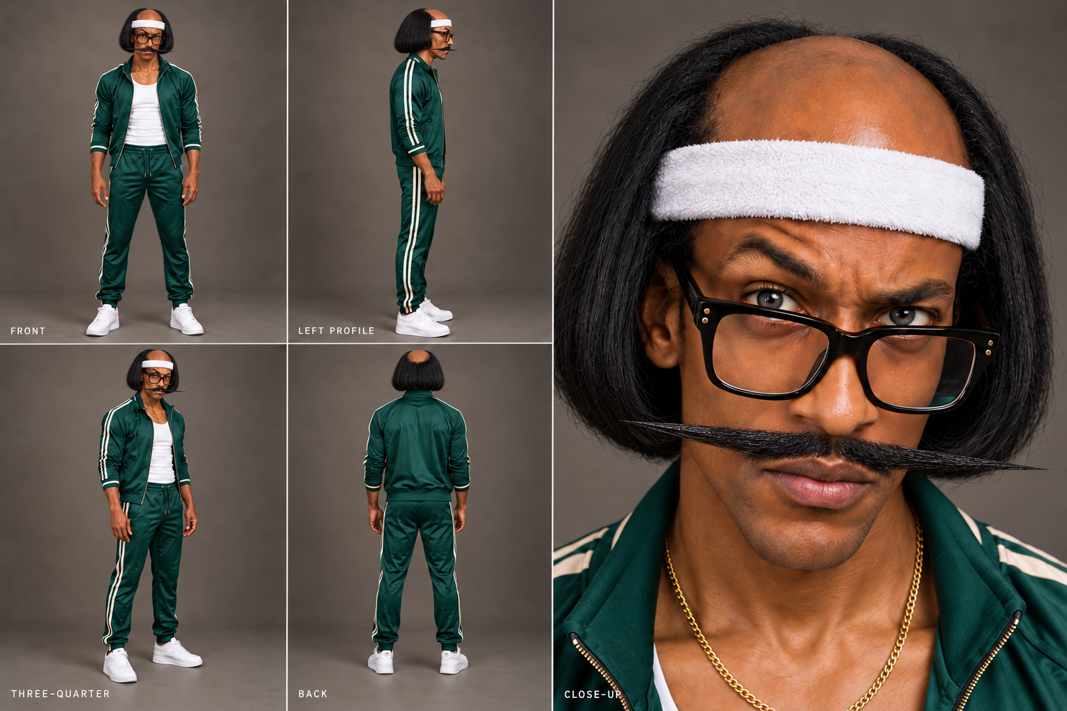 Uncle Reggie in his green tracksuit